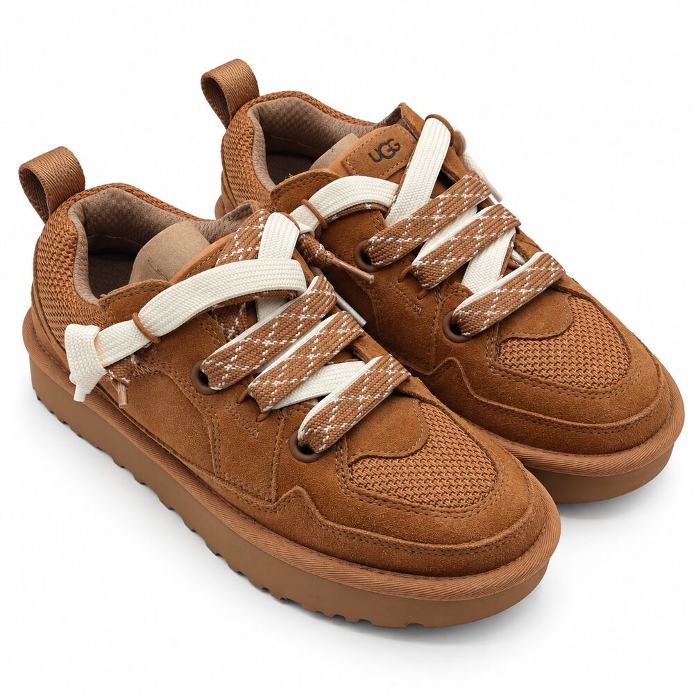 UGG Lo Lowmel Womens 8 Chestnut Suede Mesh Lace Up Low Top Sneakers 1168890 - Picture 3 of 7